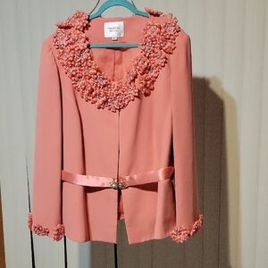 Promise Orange/Peach Floral Embellished Suit Plus Size 22
